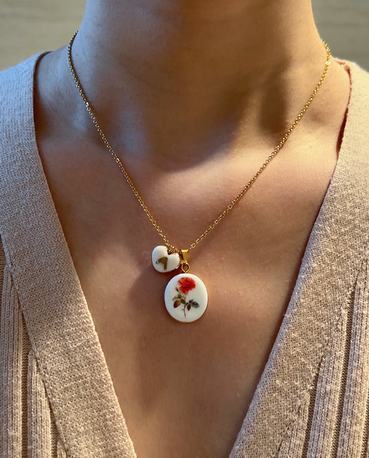 Rose Necklace June Birth Month Flower