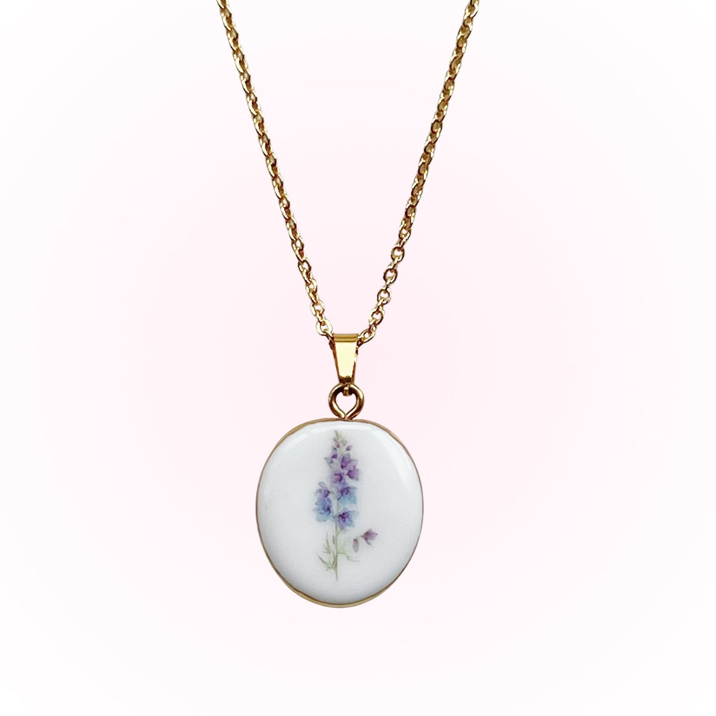 Larkspur Necklace July Birth Month Flower