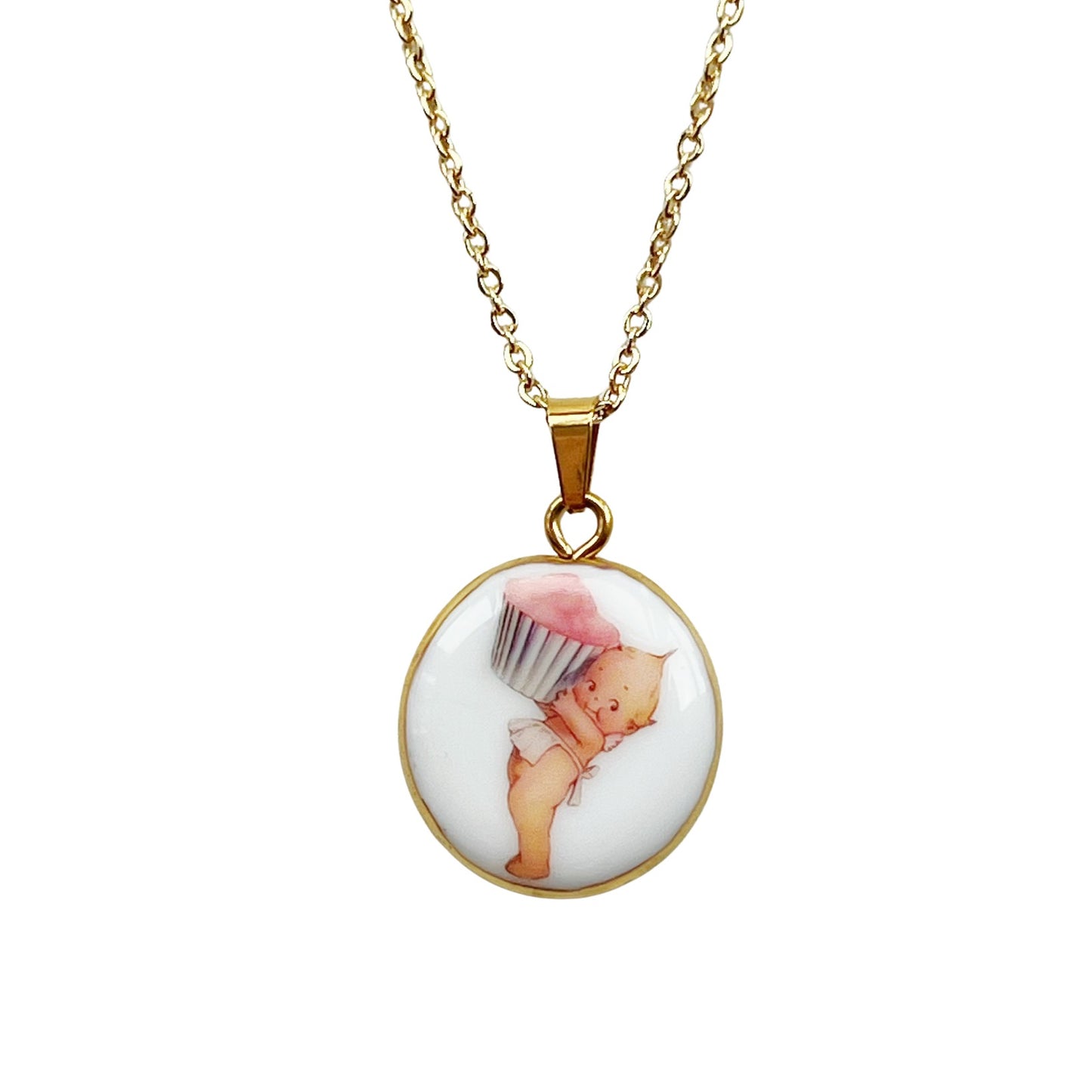 Kewpie With Cupcake Necklace