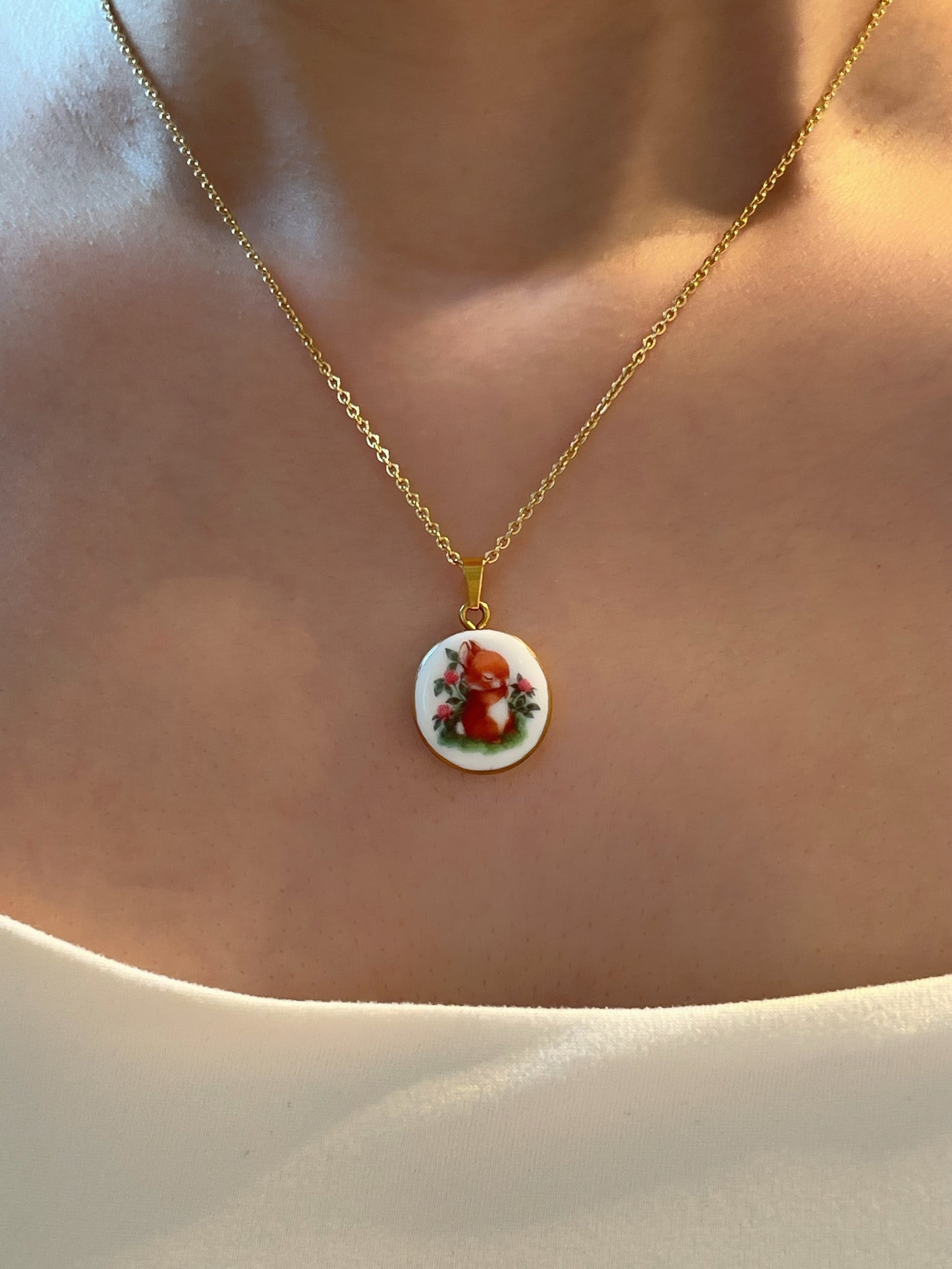 Praying bunny necklace