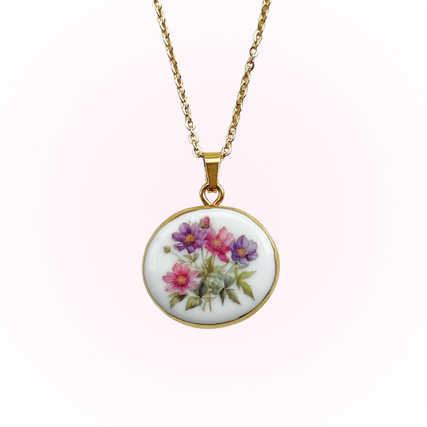Pink & Purple flower necklace