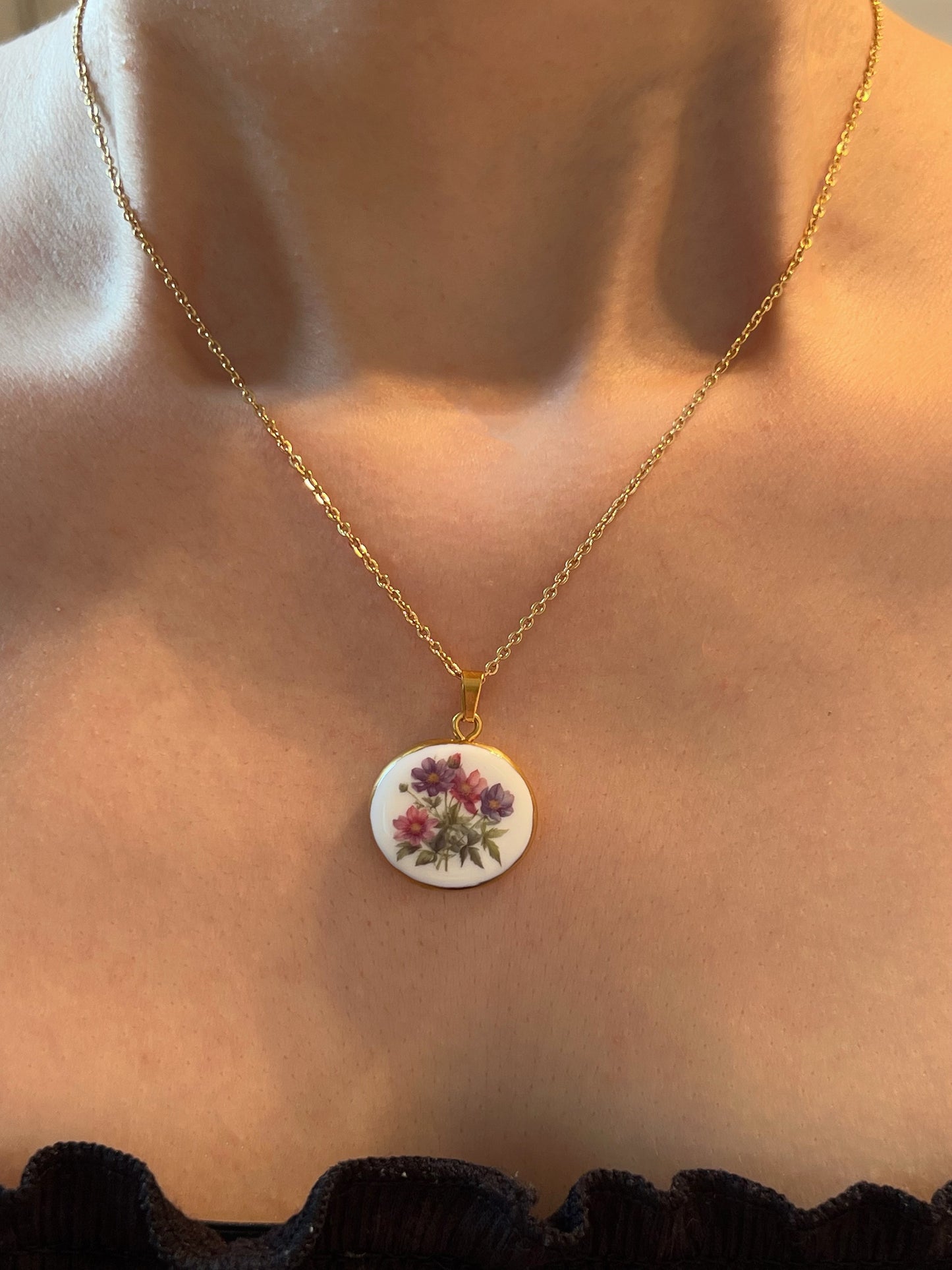 Pink & Purple flower necklace