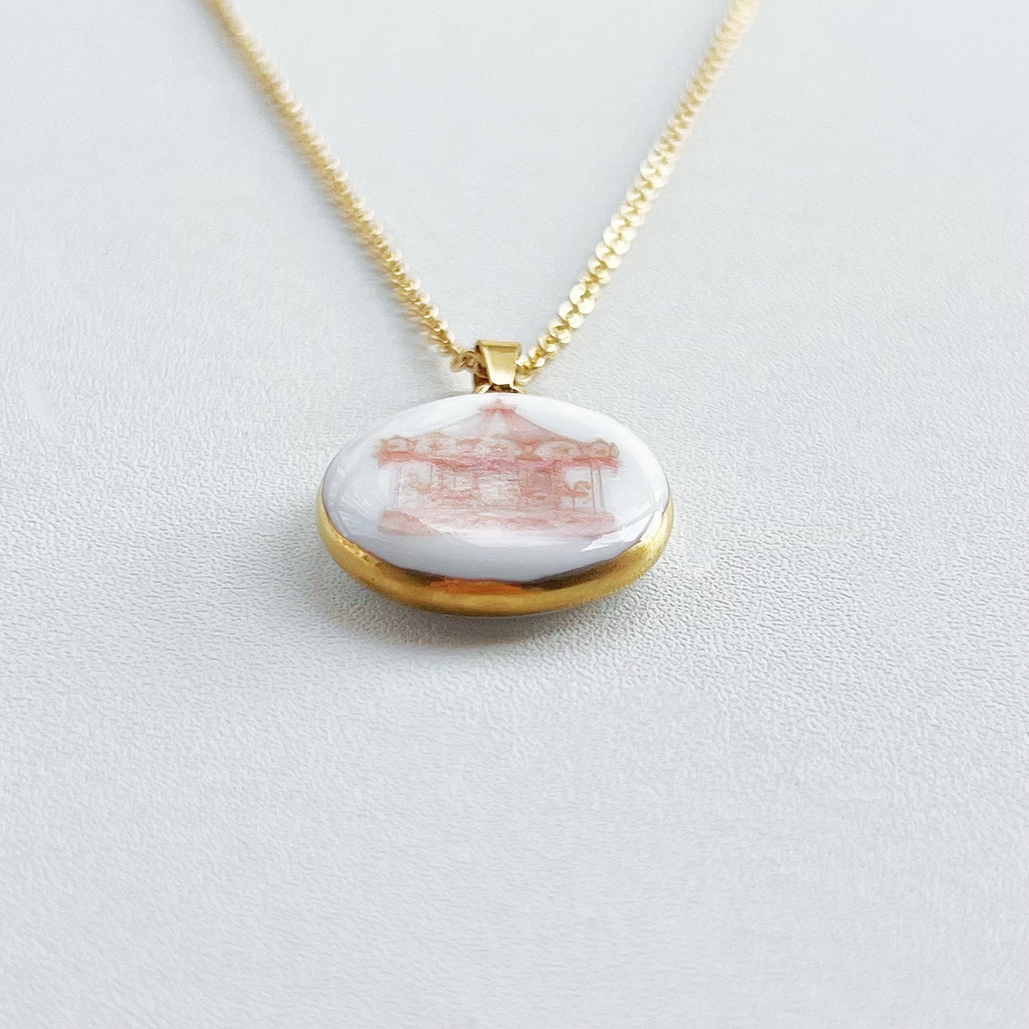 Pink carousel necklace