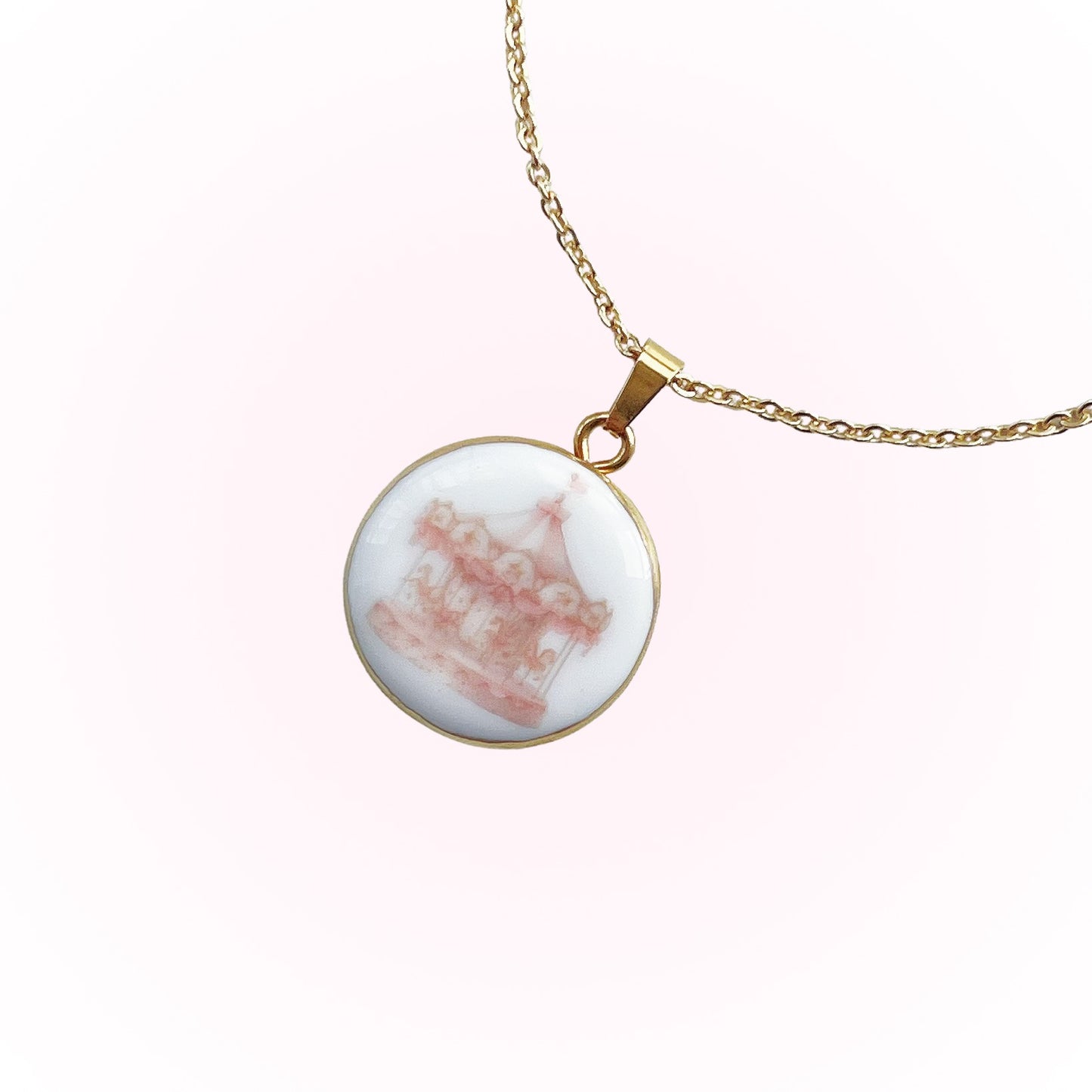 Pink carousel necklace