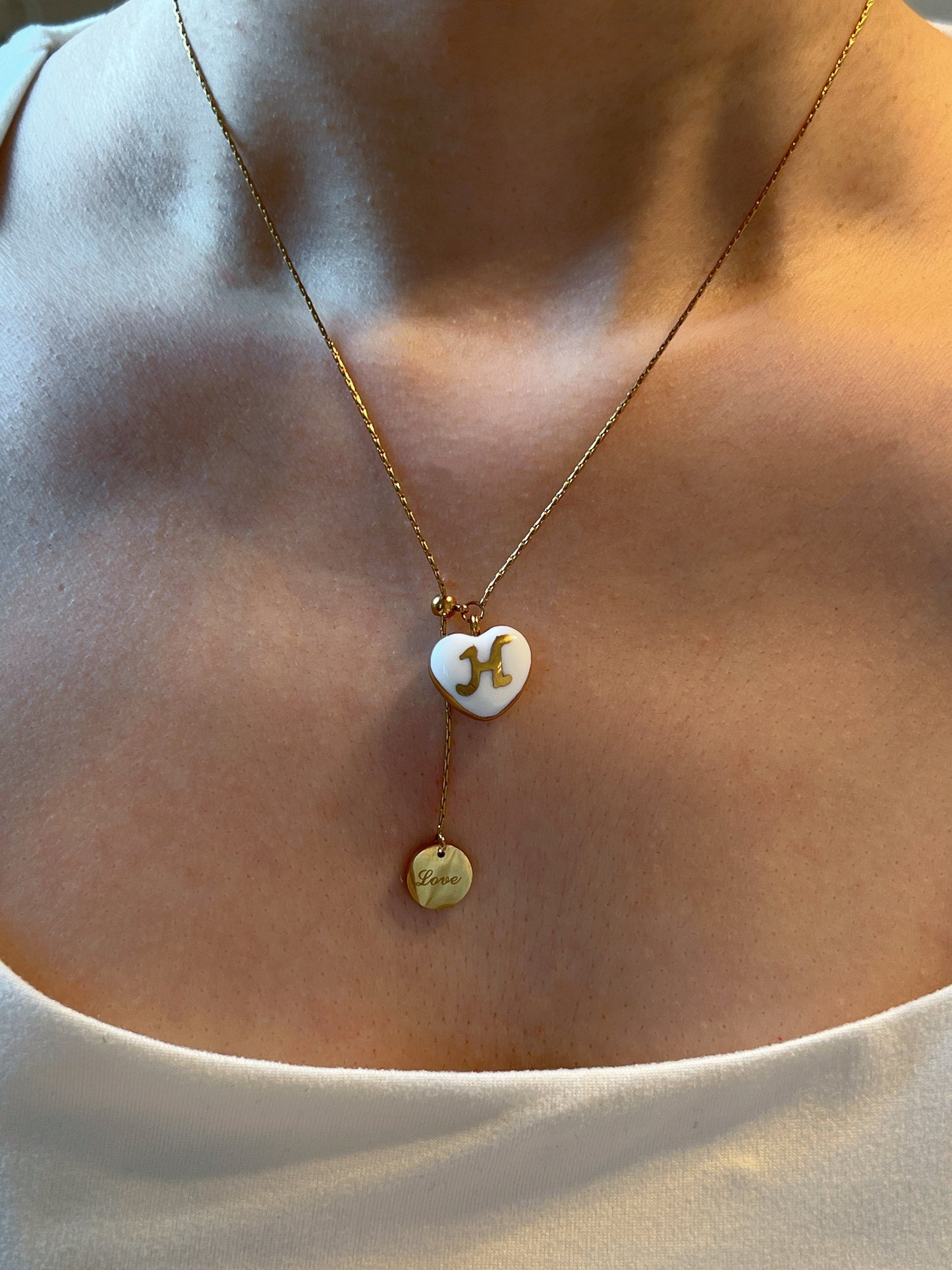 Custom initials heart shaped necklace