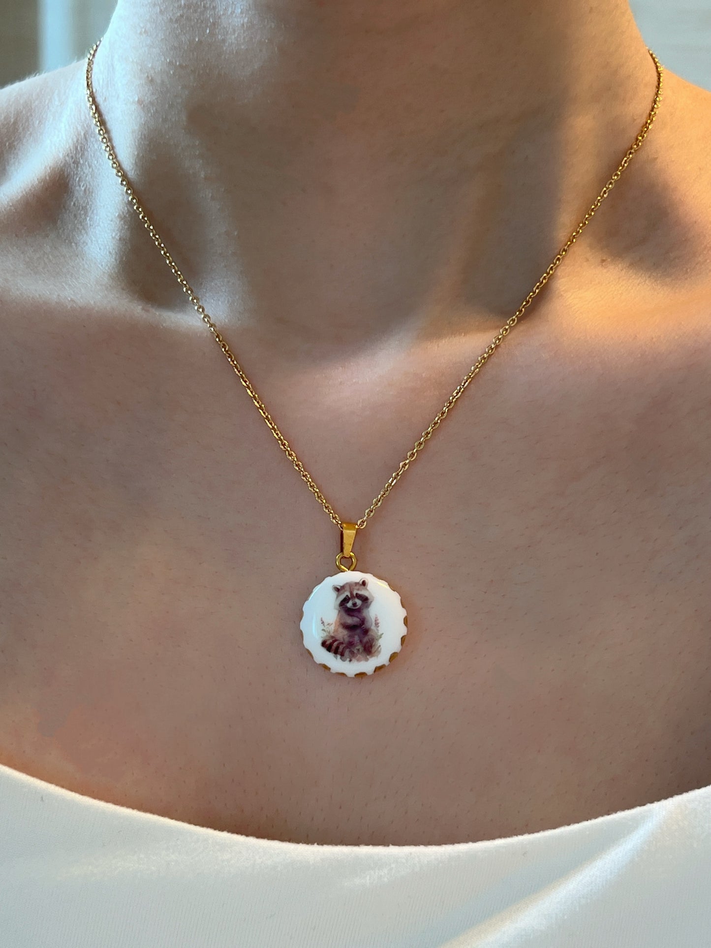 Raccoon In Jungle Necklace