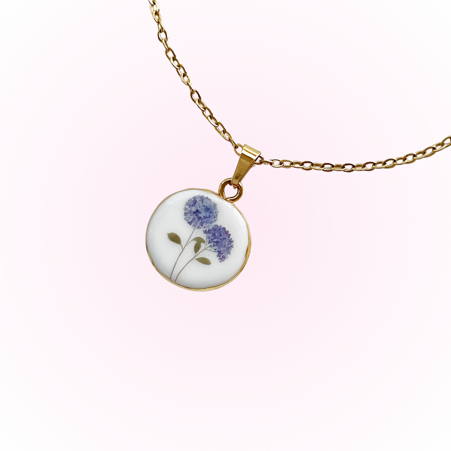 Blue hydrangea necklace