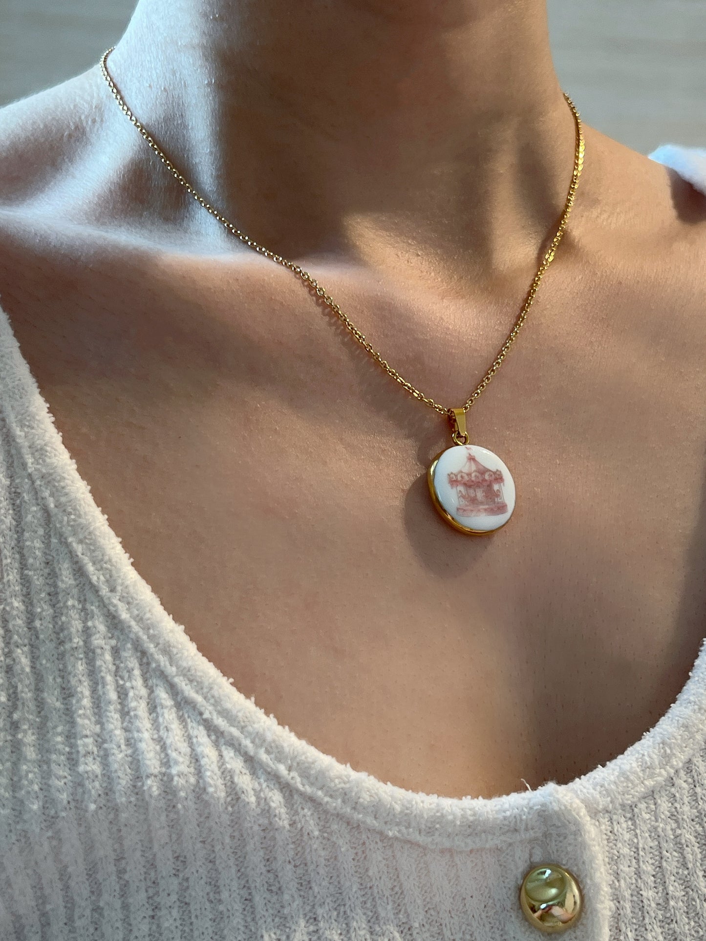 Pink carousel necklace
