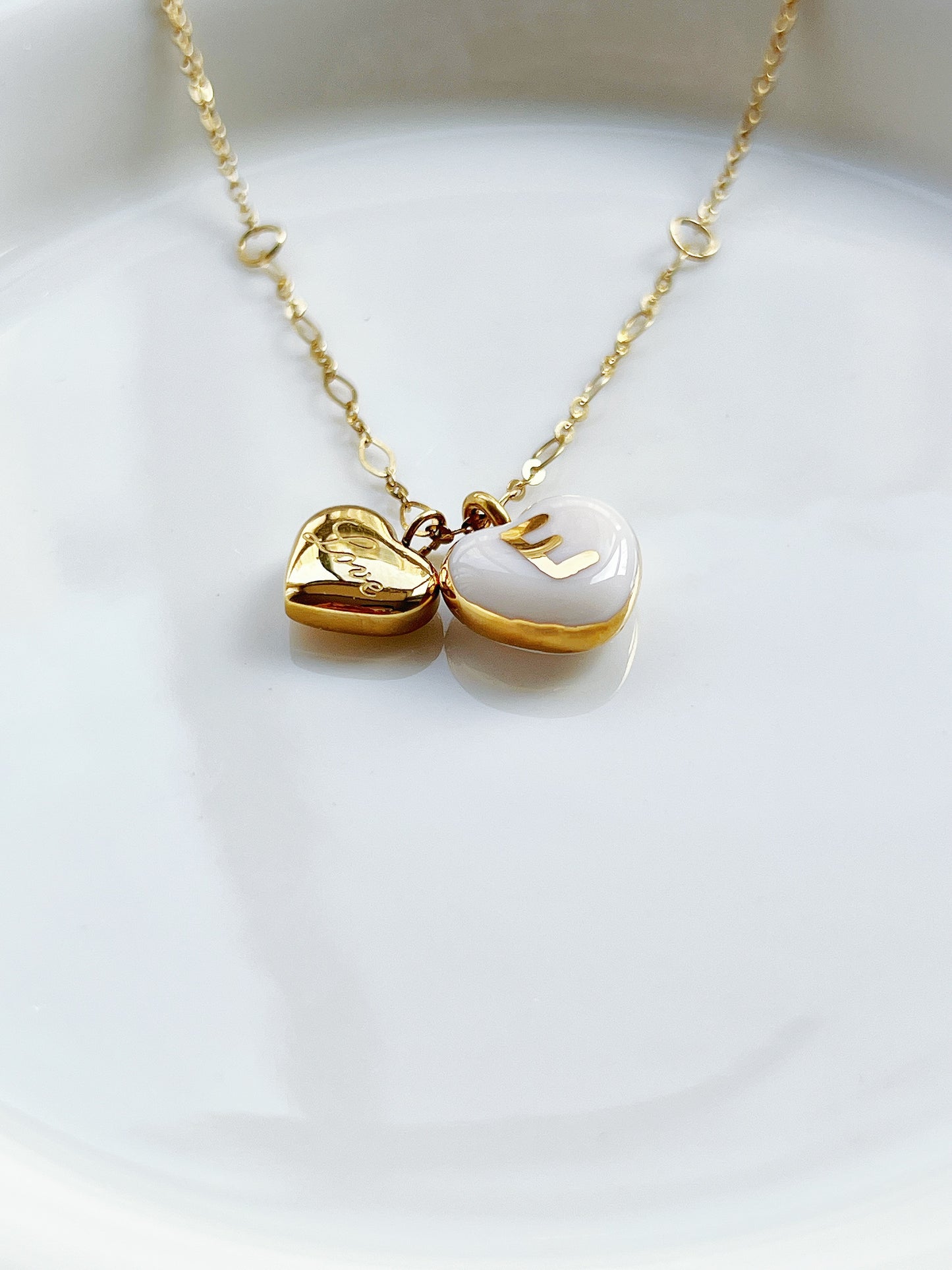 Custom initials & "love" heart necklace