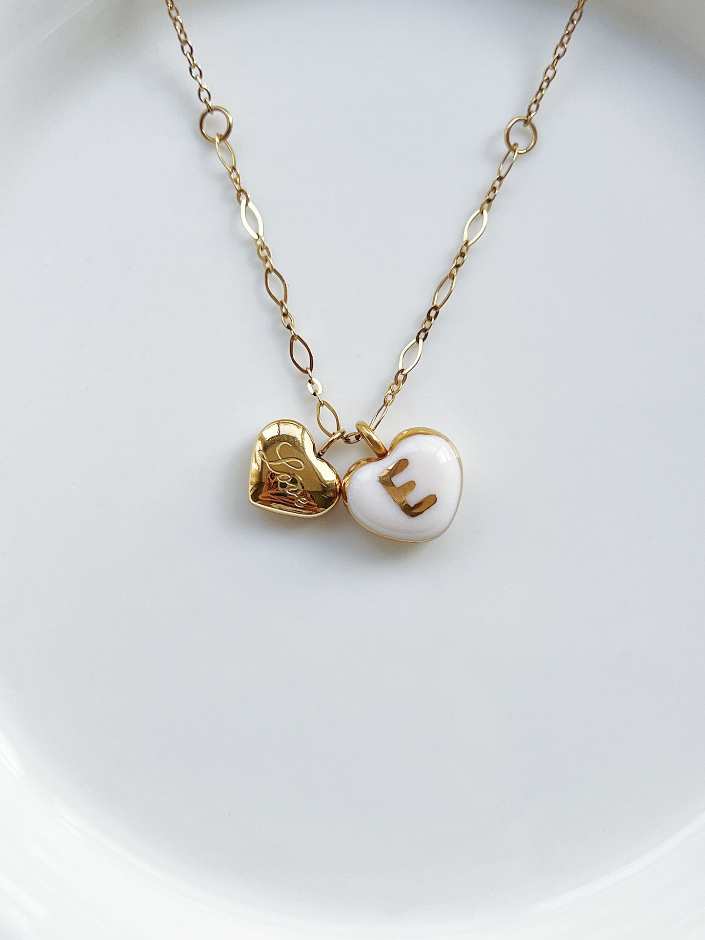 Custom initials & "love" heart necklace