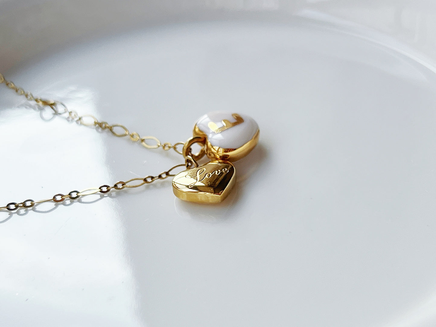 Custom initials & "love" heart necklace