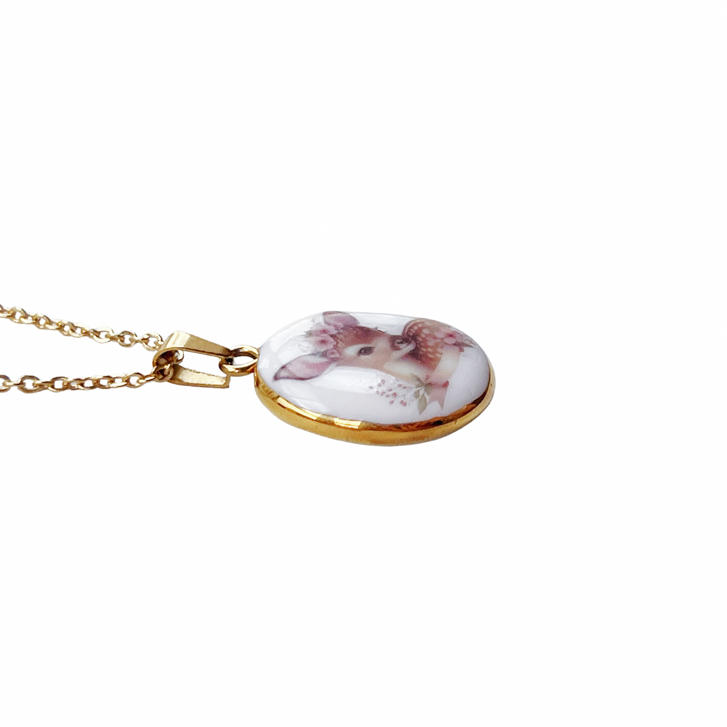 Floral crown fawn necklace