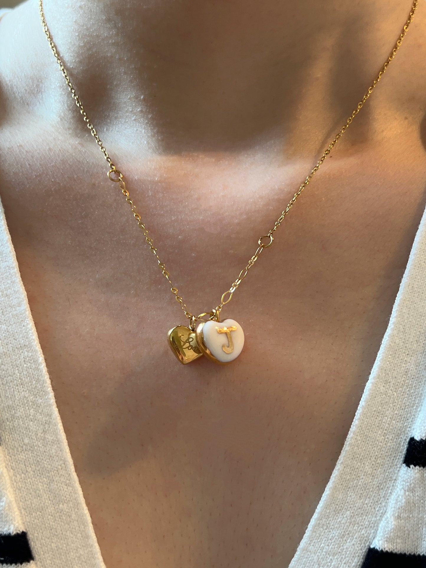 Custom initials & "love" heart necklace