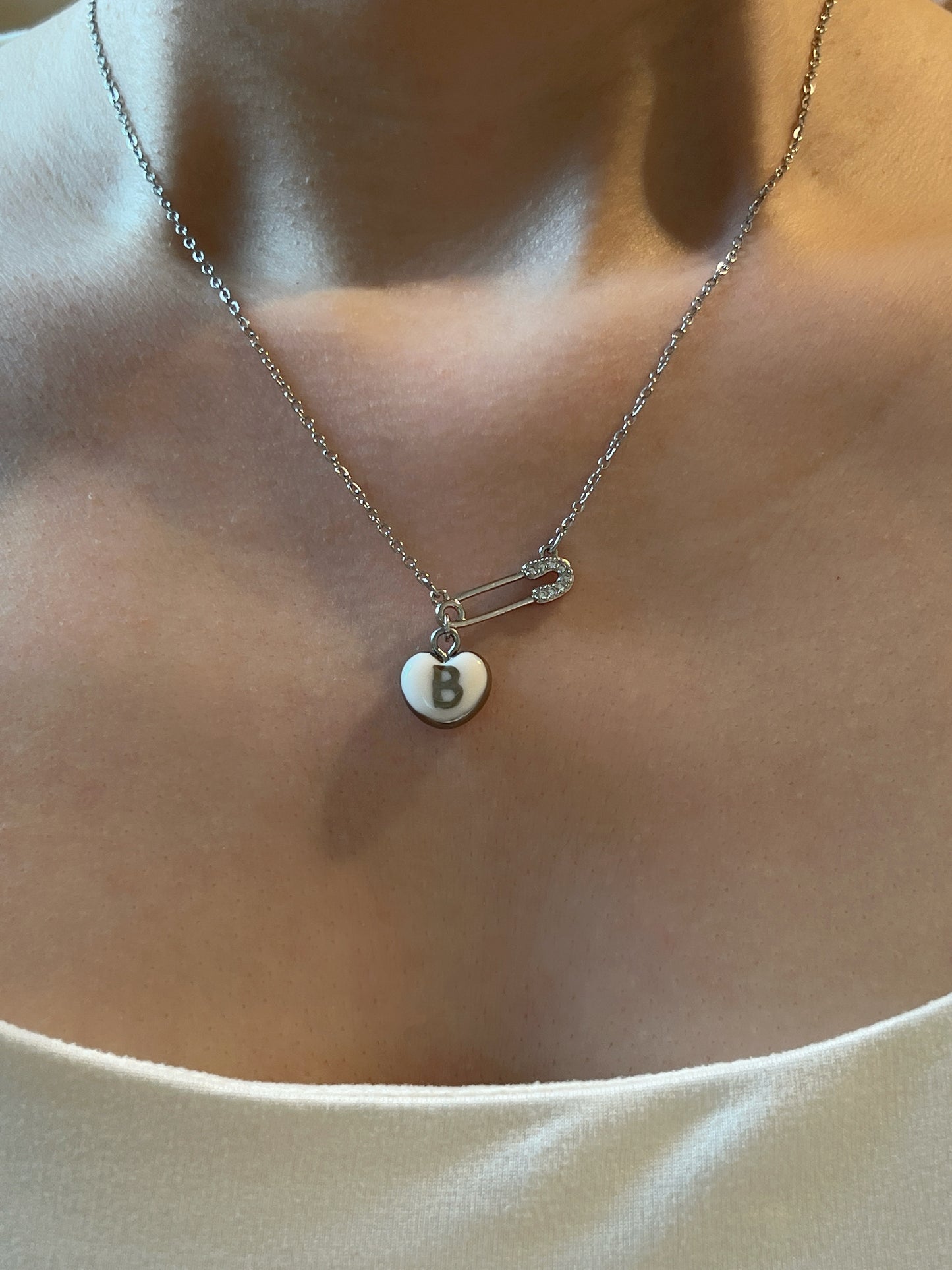 Custom initials & paper clip necklace