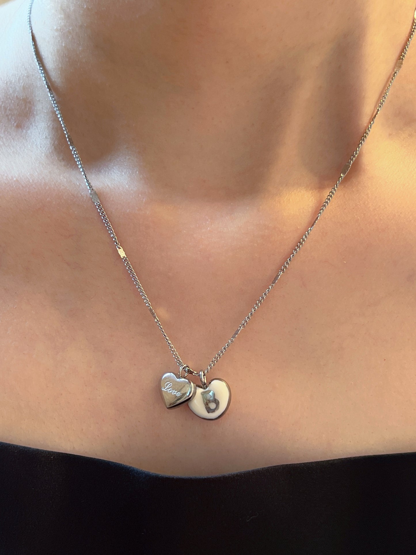 Custom initials & "love" heart necklace