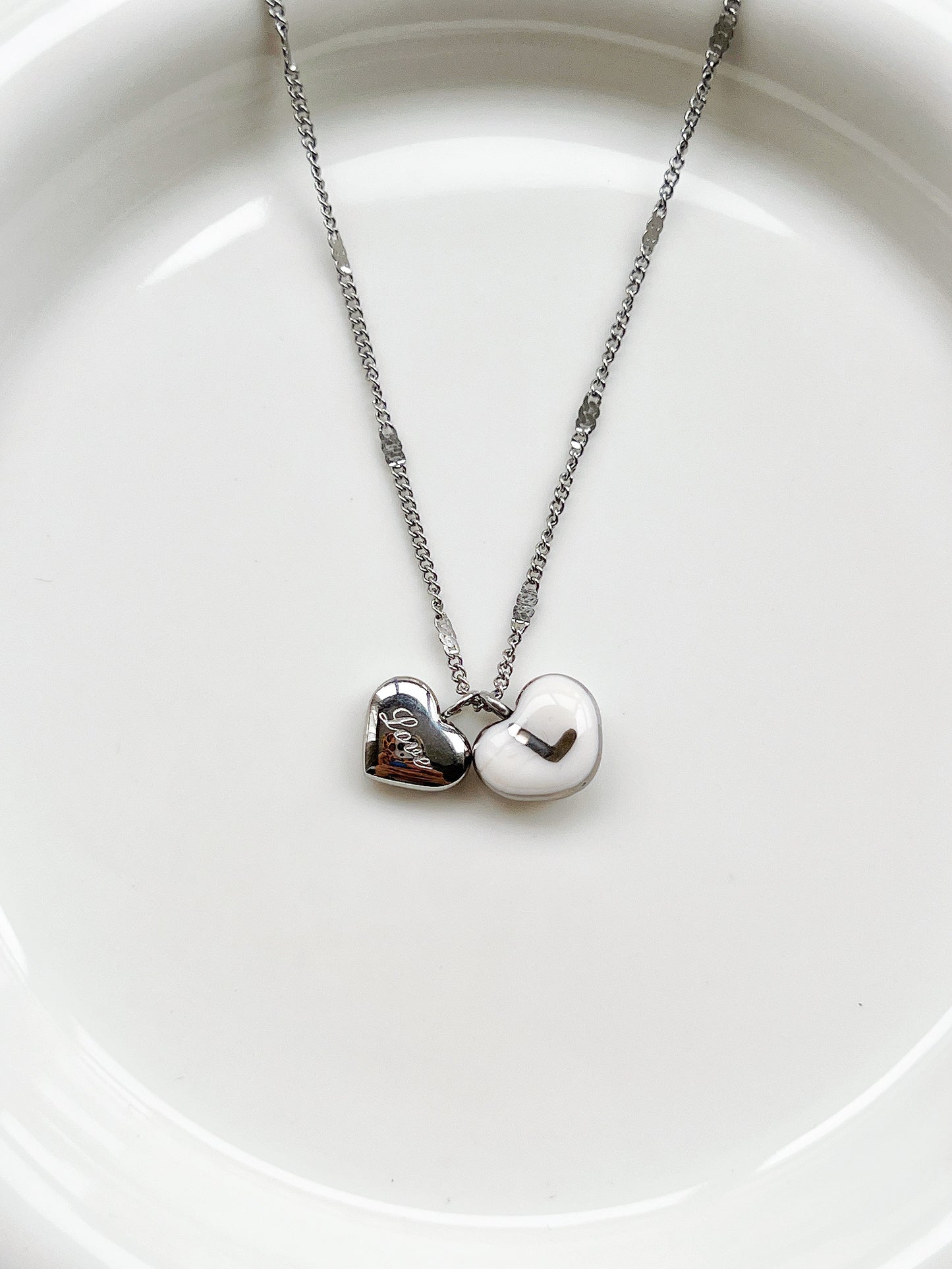 Custom initials & "love" heart necklace