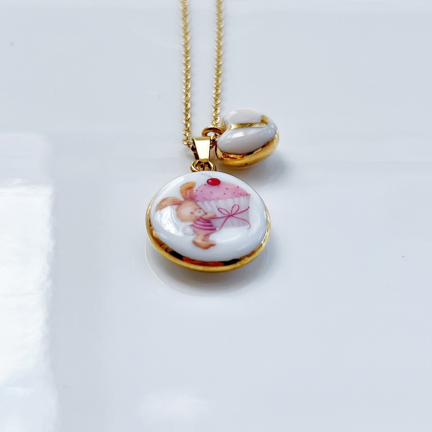 Bunny with dessert necklace