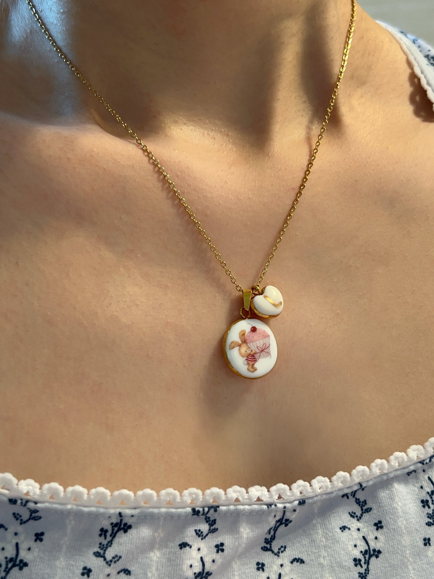 Bunny with dessert necklace