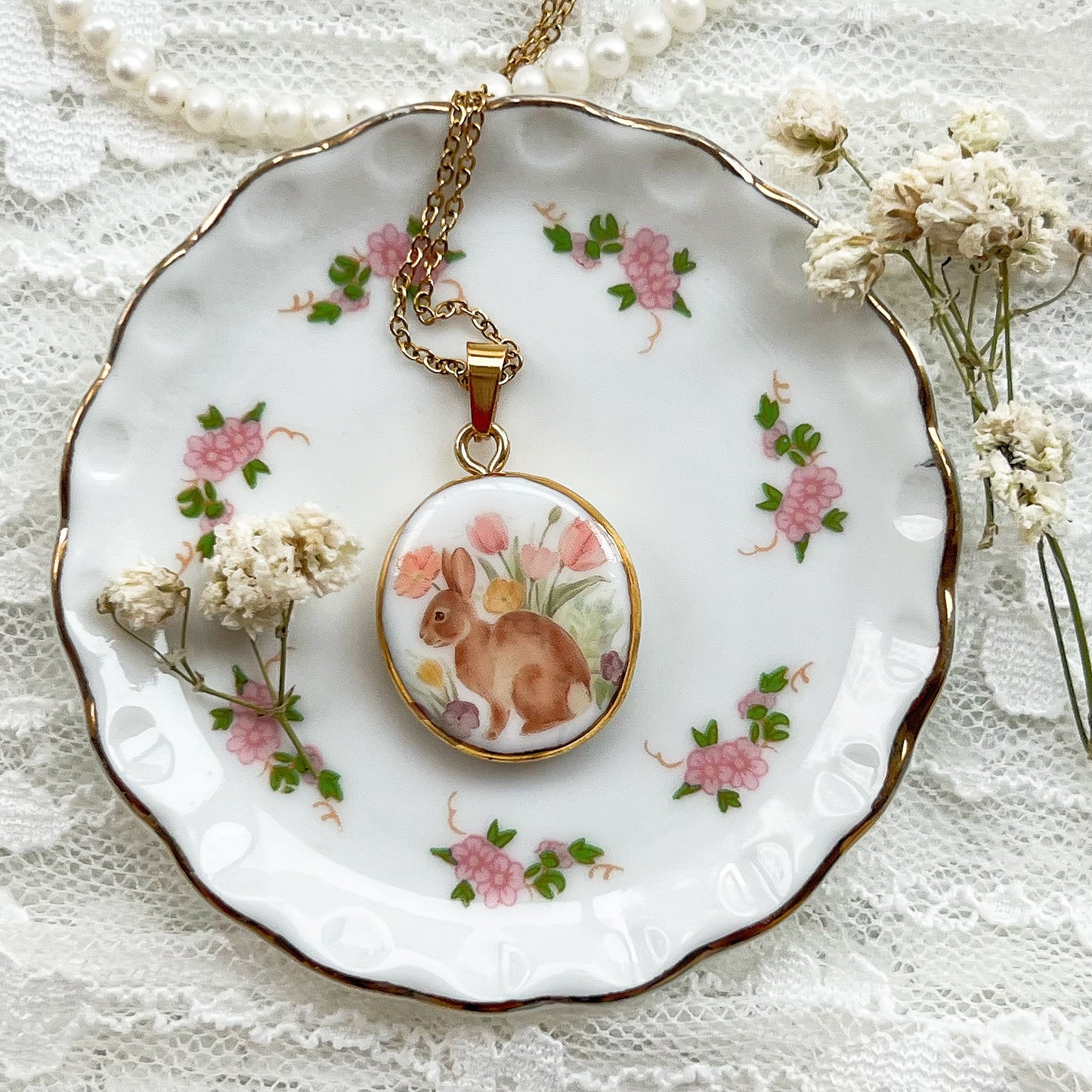 Bunny in the garden necklace