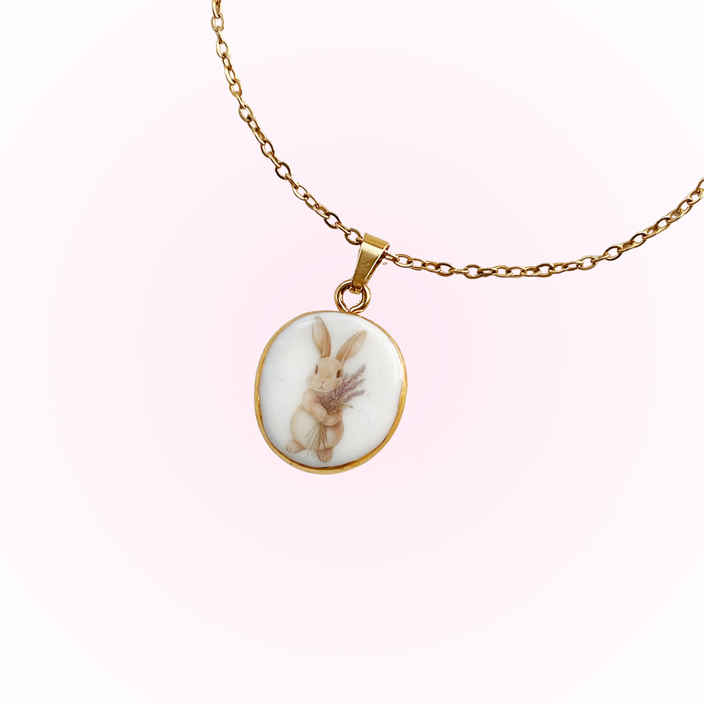 Bunny with lavender necklace