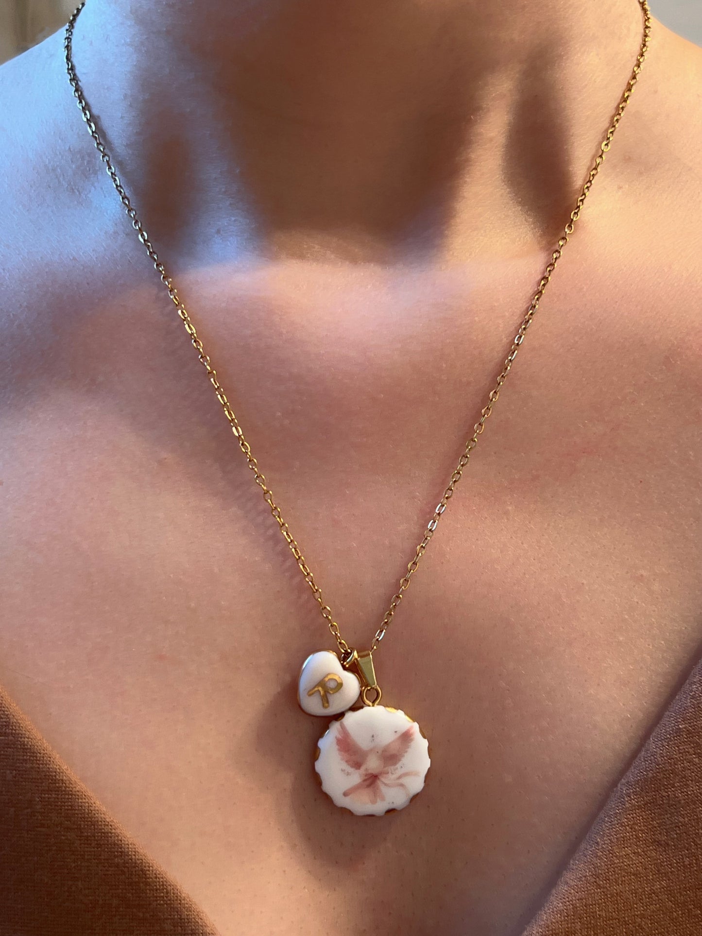 Pink dove necklace