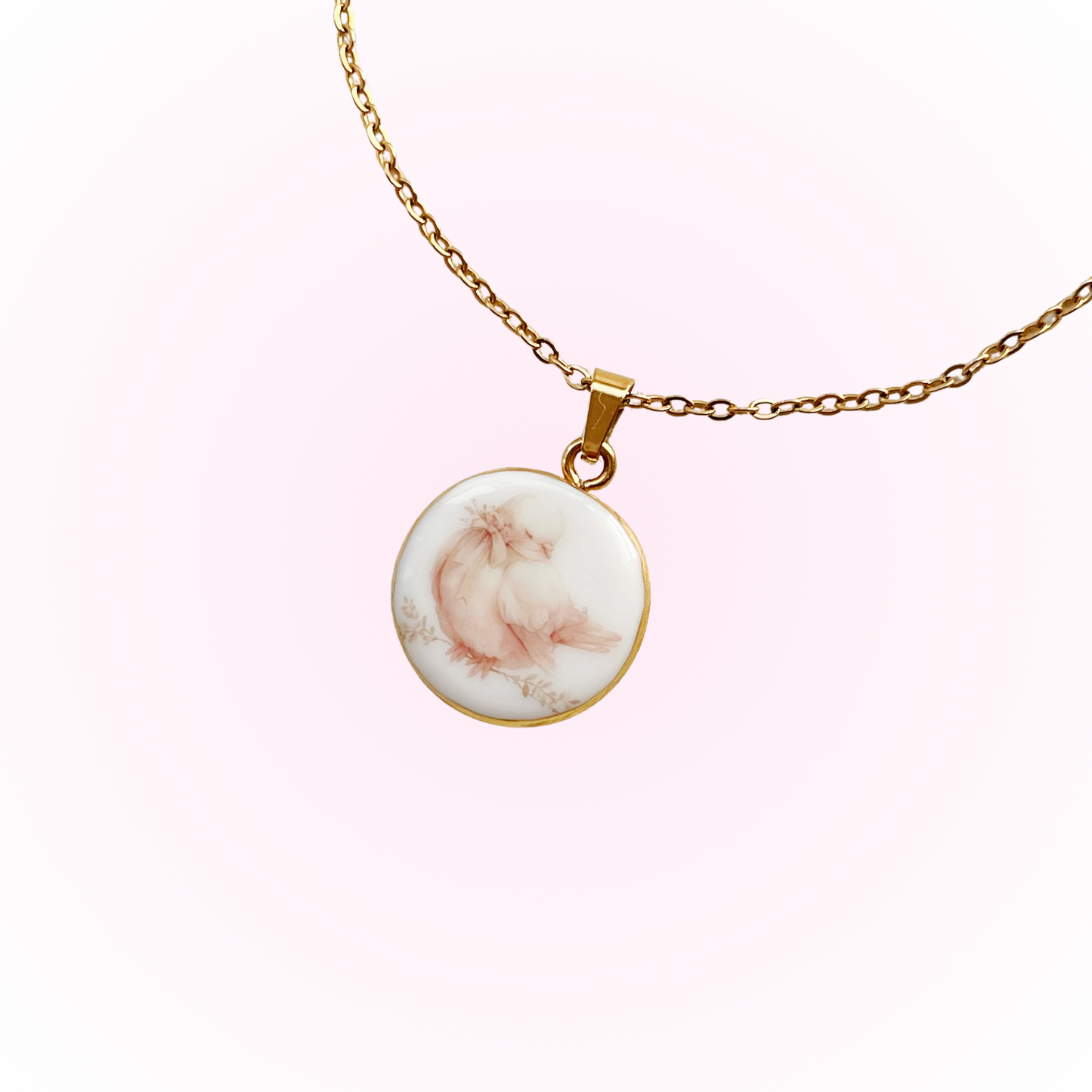 Pink bird necklace