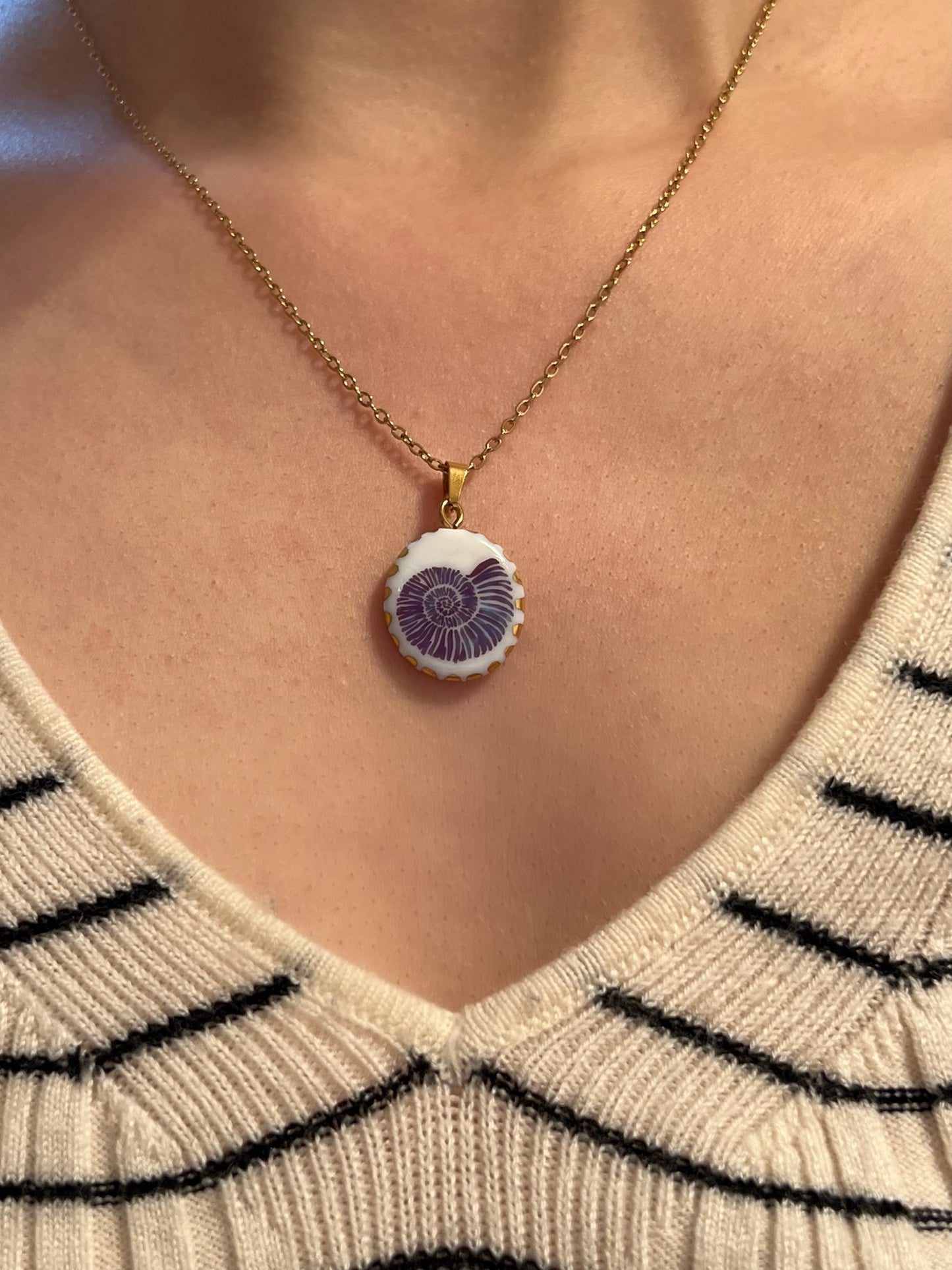 Blue moon snail necklace
