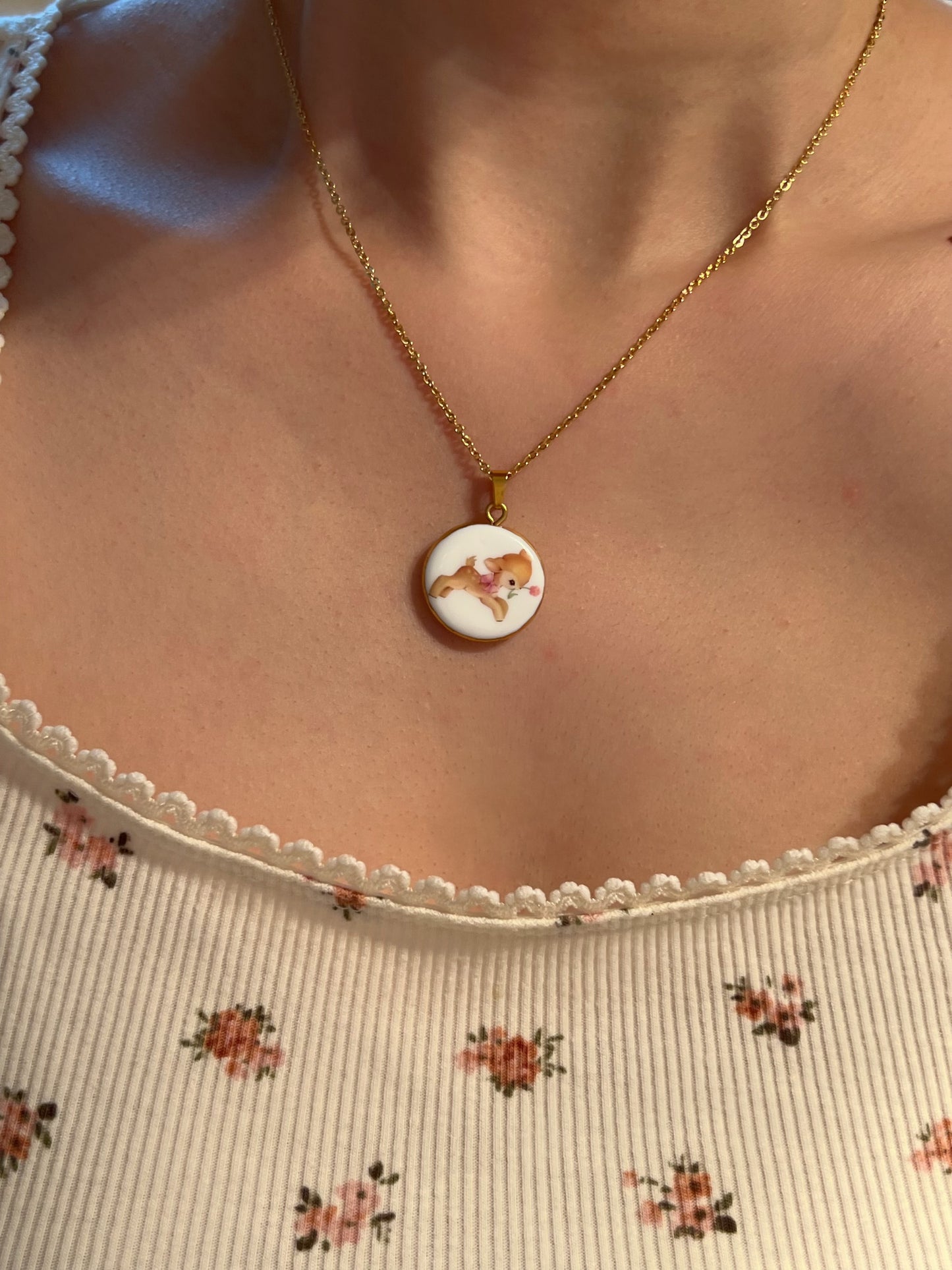 Little deer with flower necklace