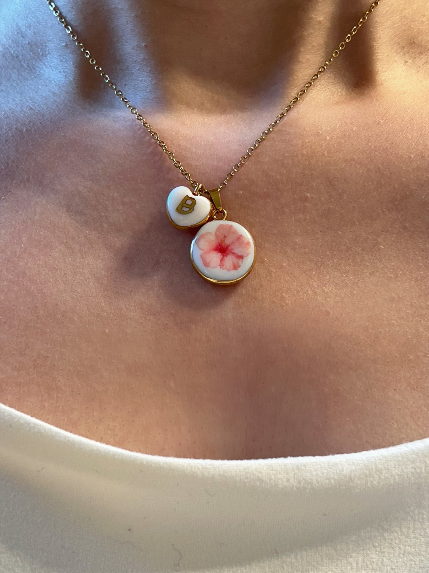 Pink floral necklace