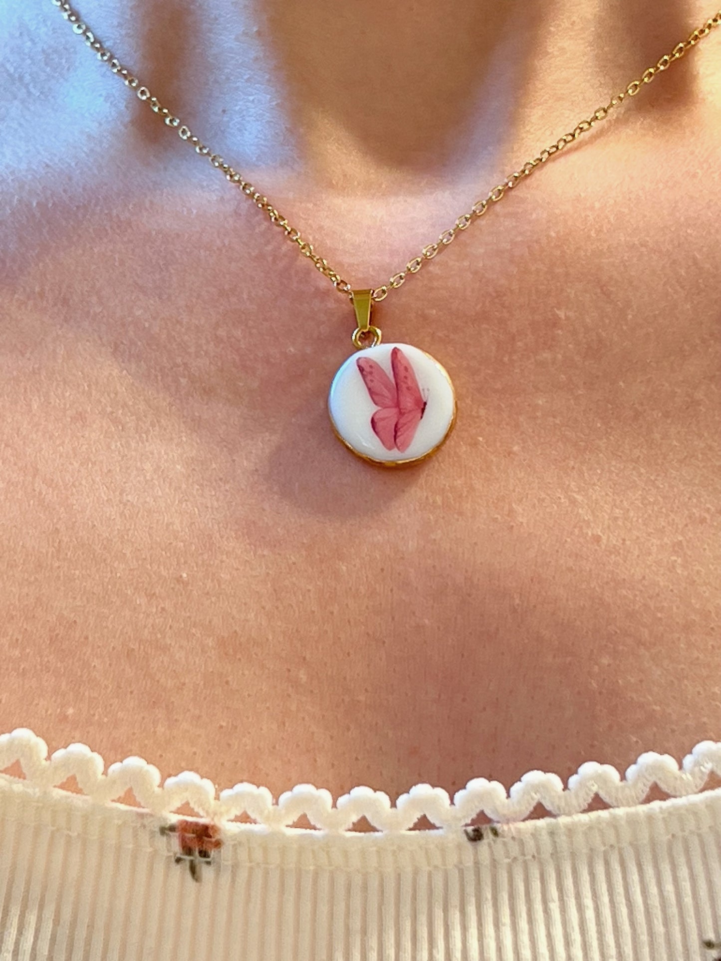 Pink Butterfly Necklace