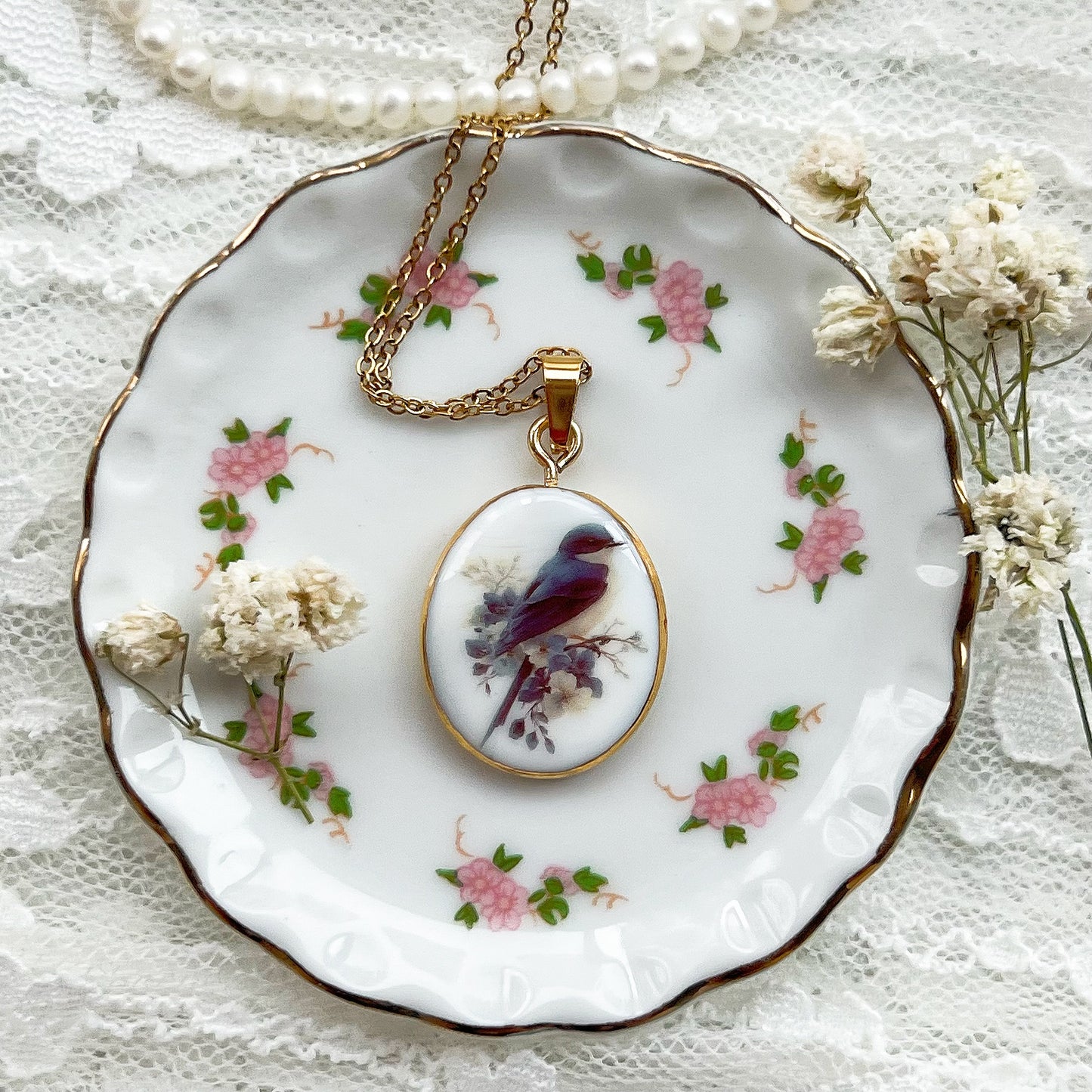 Siberian blue robin necklace