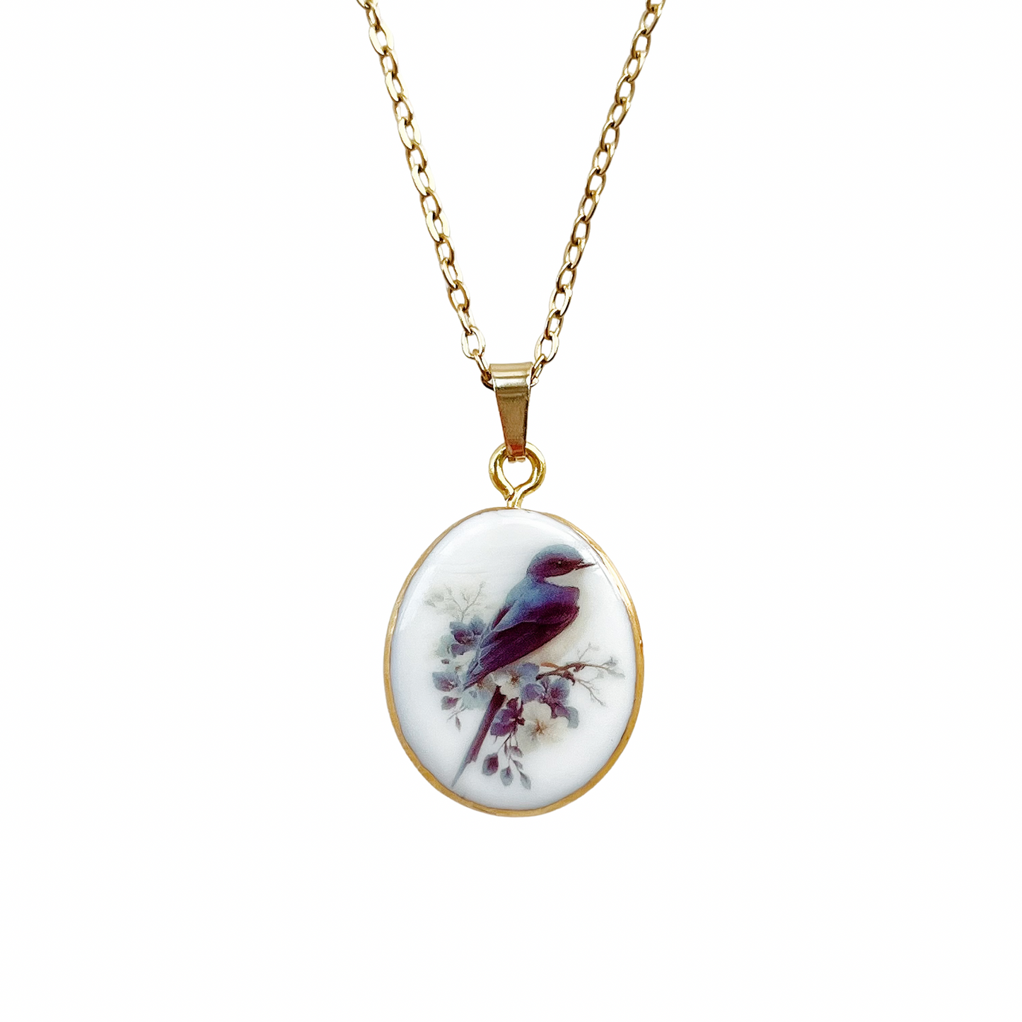 Siberian blue robin necklace