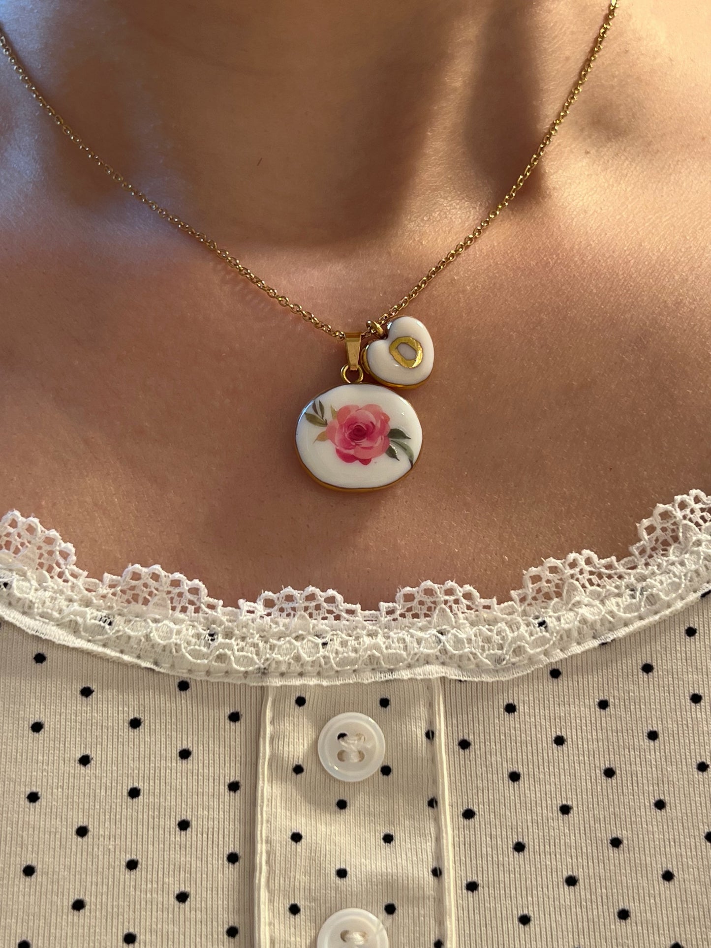 Pink rose necklace