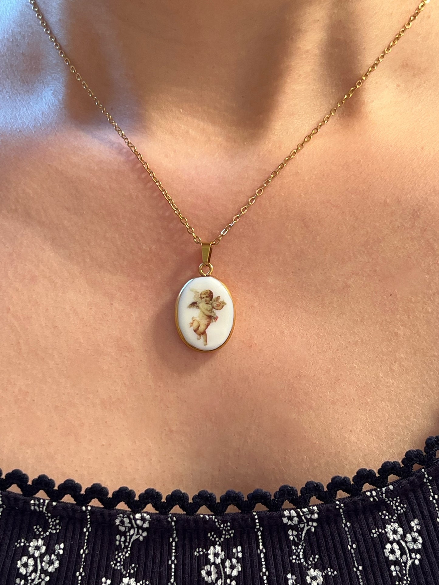 Floral angel necklace