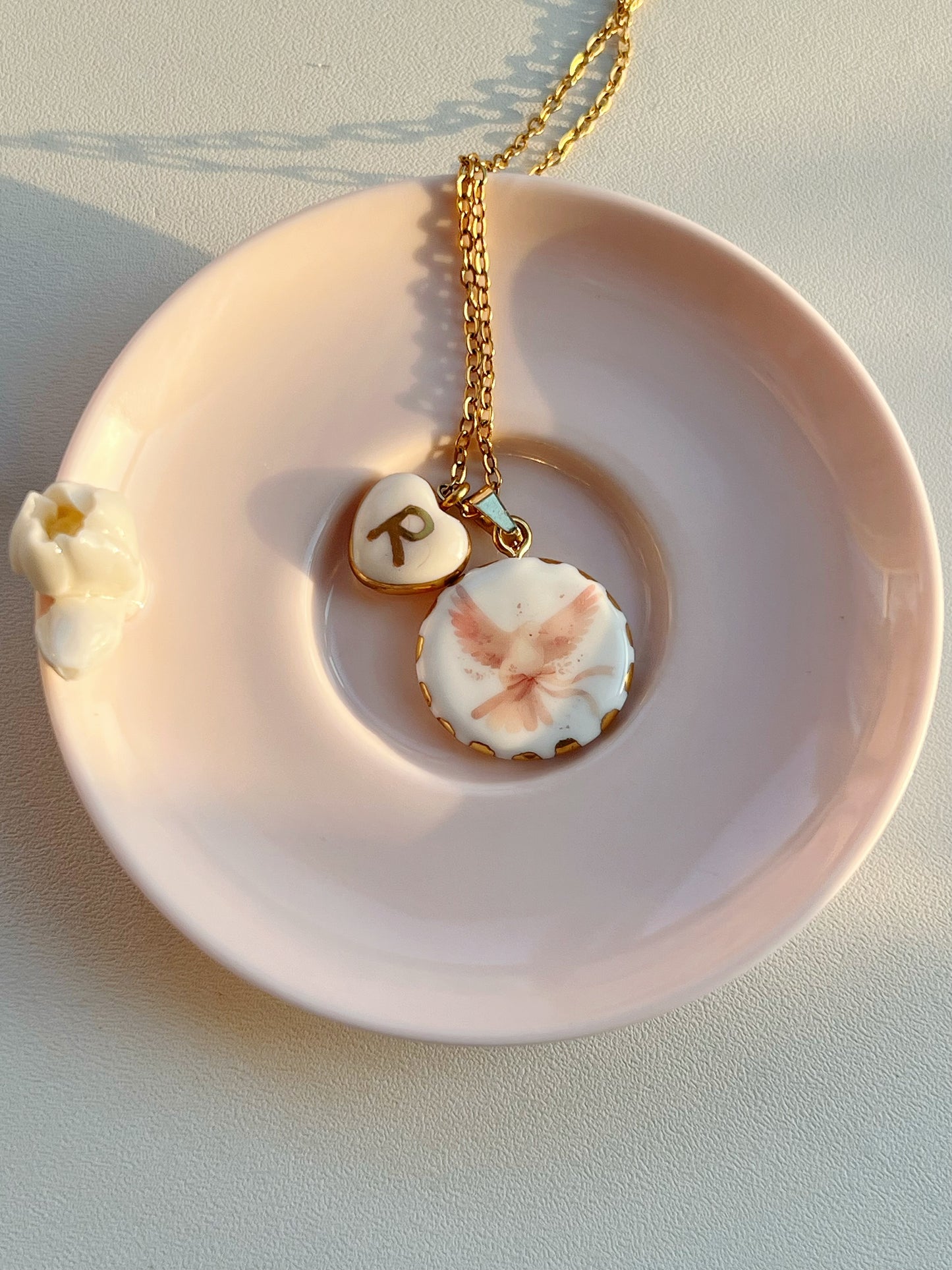 Pink dove necklace