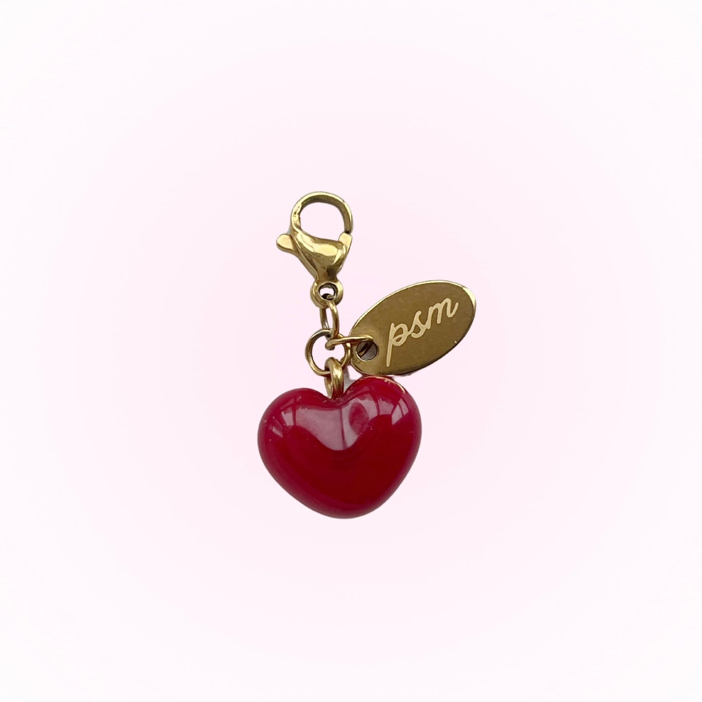 Burgundy Red Heart Zipper Charm