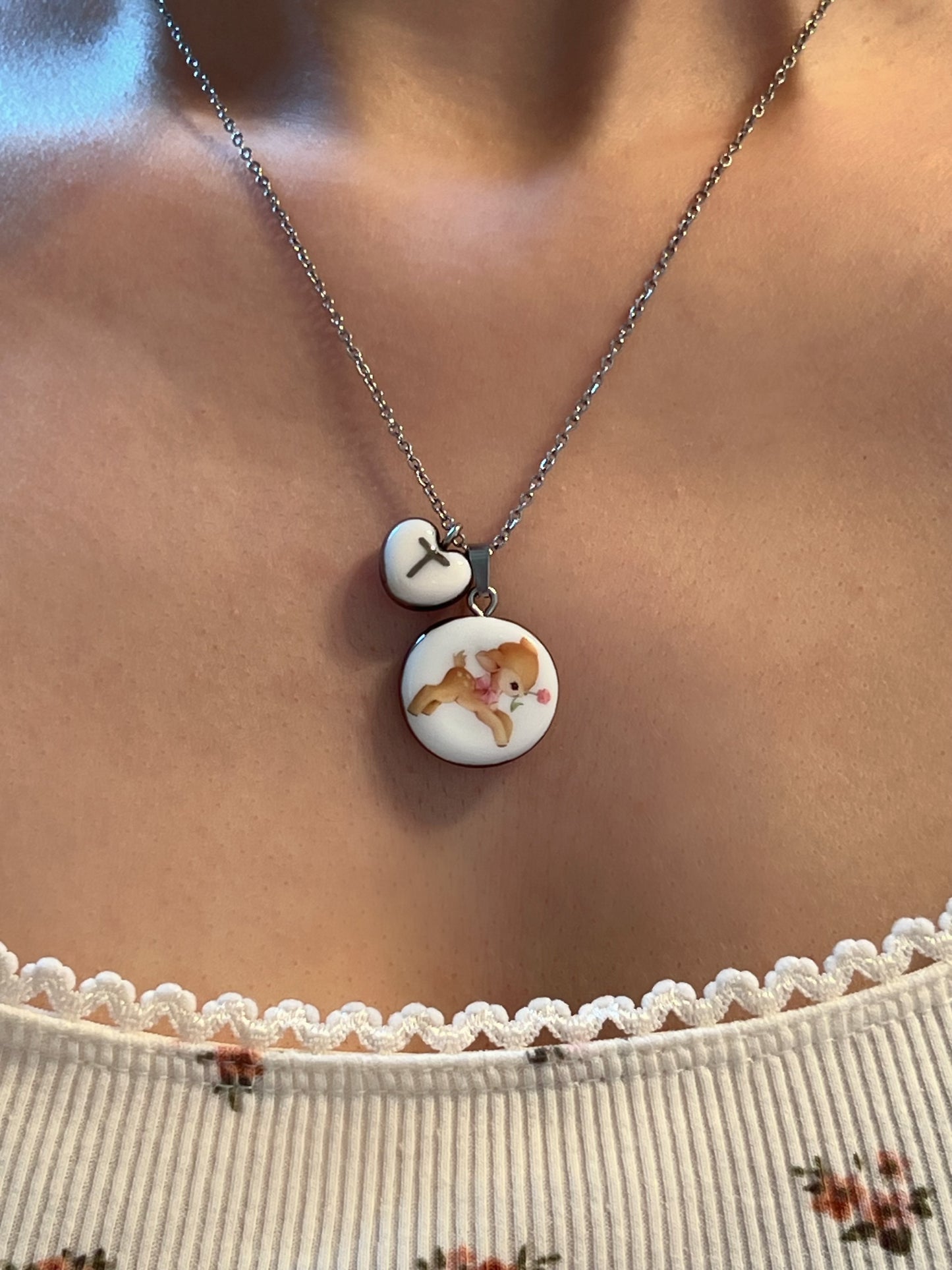 Little deer with flower necklace