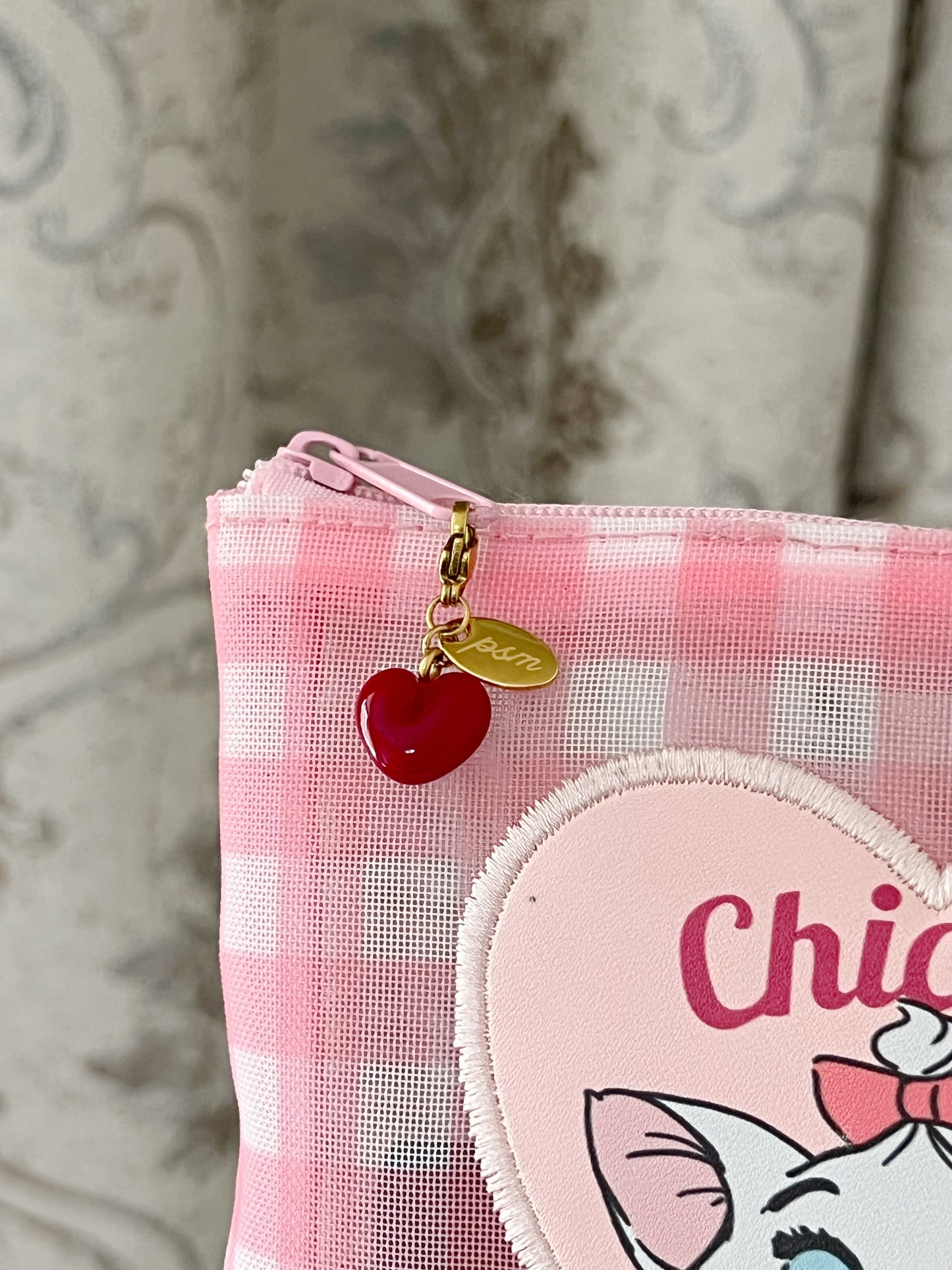 Burgundy Red Heart Zipper Charm