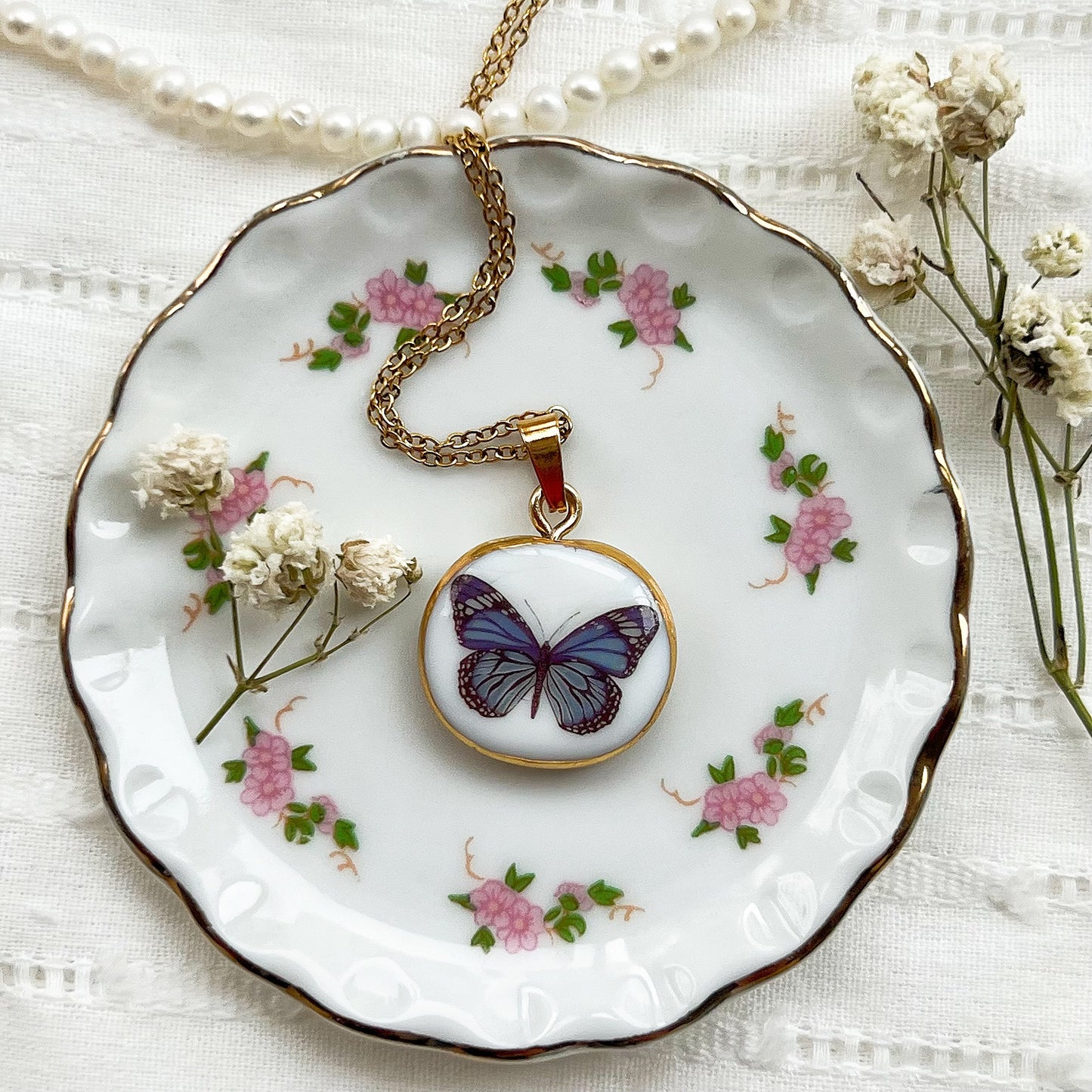 Morpho Menelaus Butterfly Necklace