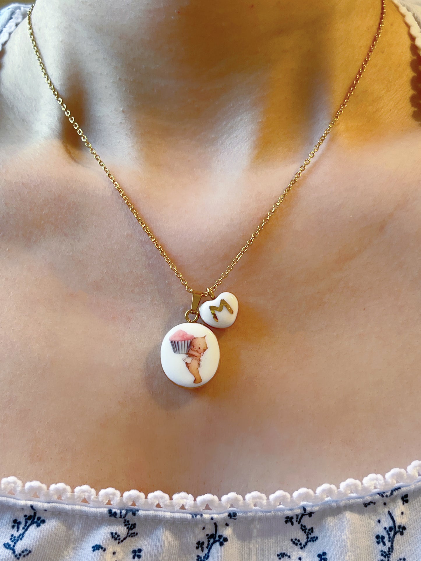 Kewpie With Cupcake Necklace