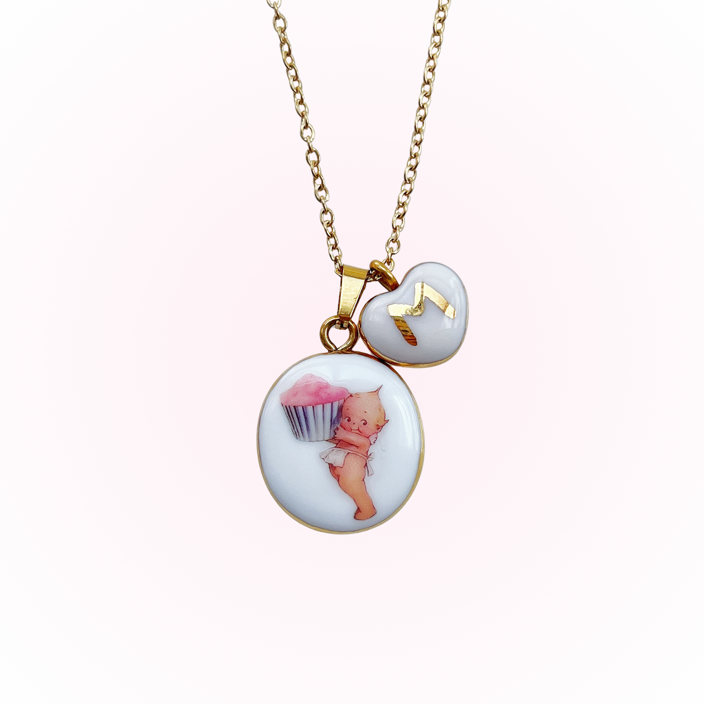 Kewpie With Cupcake Necklace