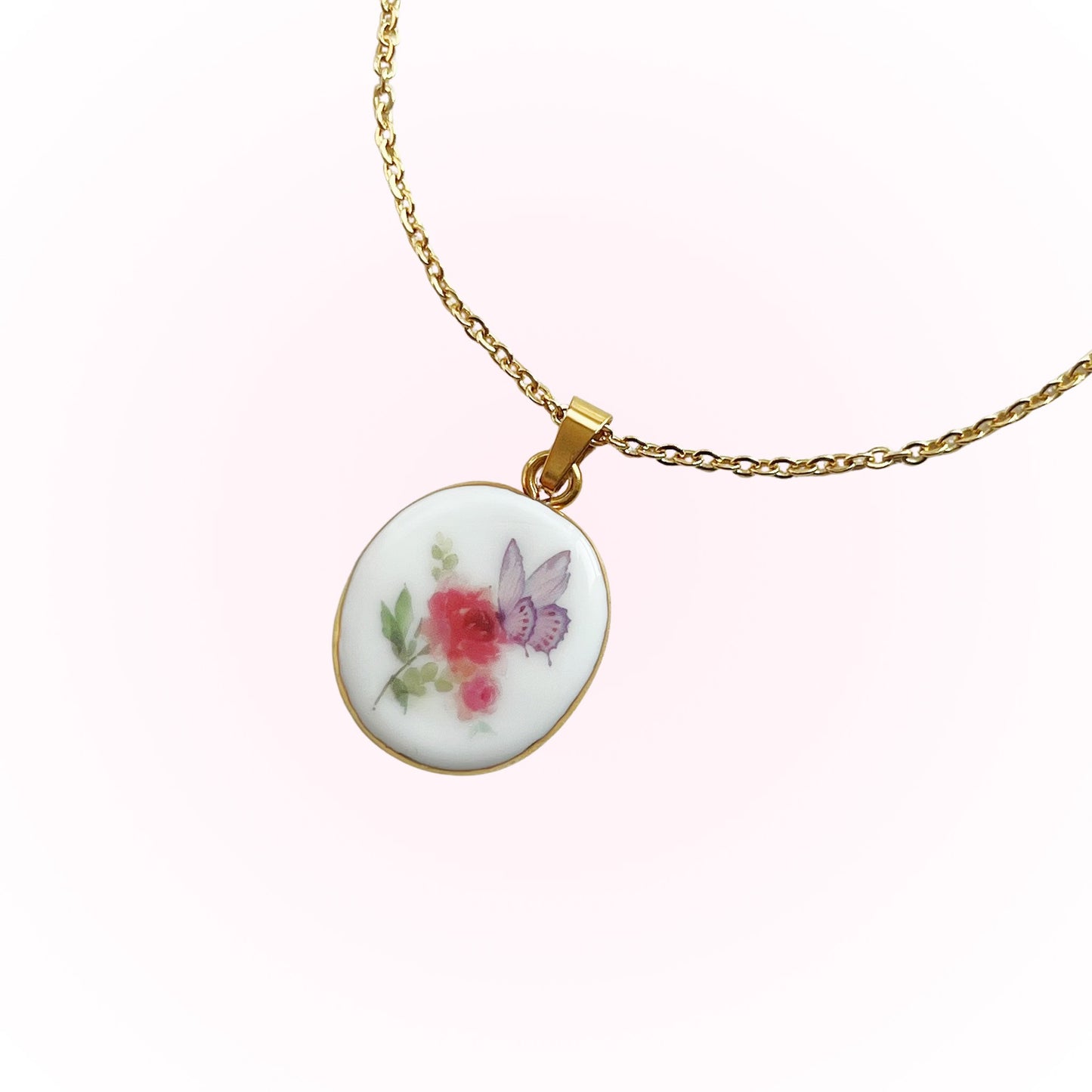 Butterfly with flowers necklace