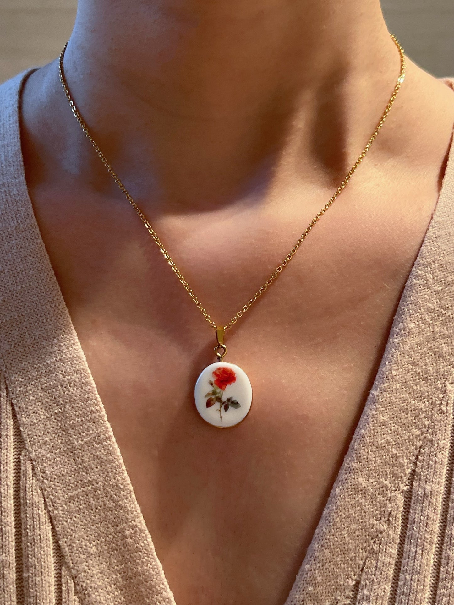 Rose Necklace June Birth Month Flower