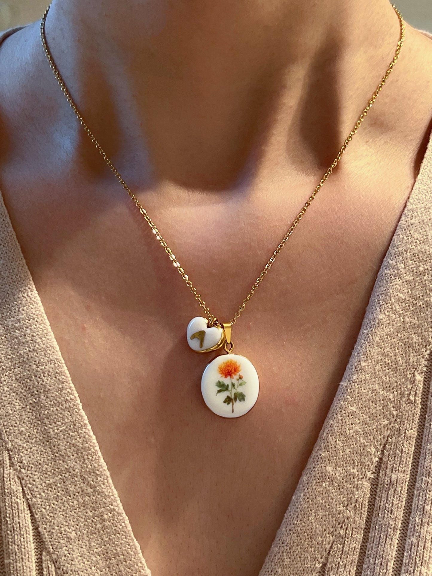 Chrysanthemum Necklace Novenber Birth Month Flower