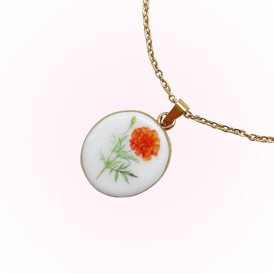 Marigold Necklace October Birth Month Flower
