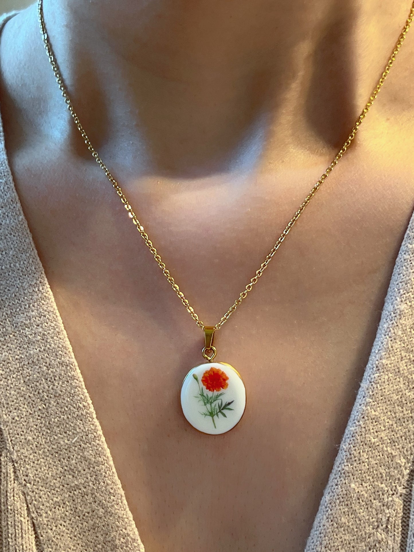 Marigold Necklace October Birth Month Flower