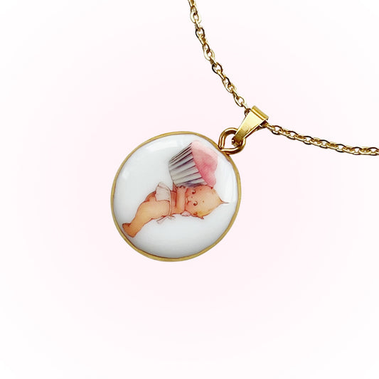 Kewpie With Cupcake Necklace