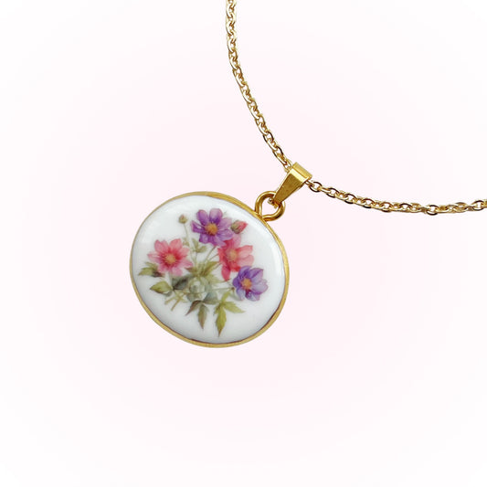 Pink & Purple flower necklace