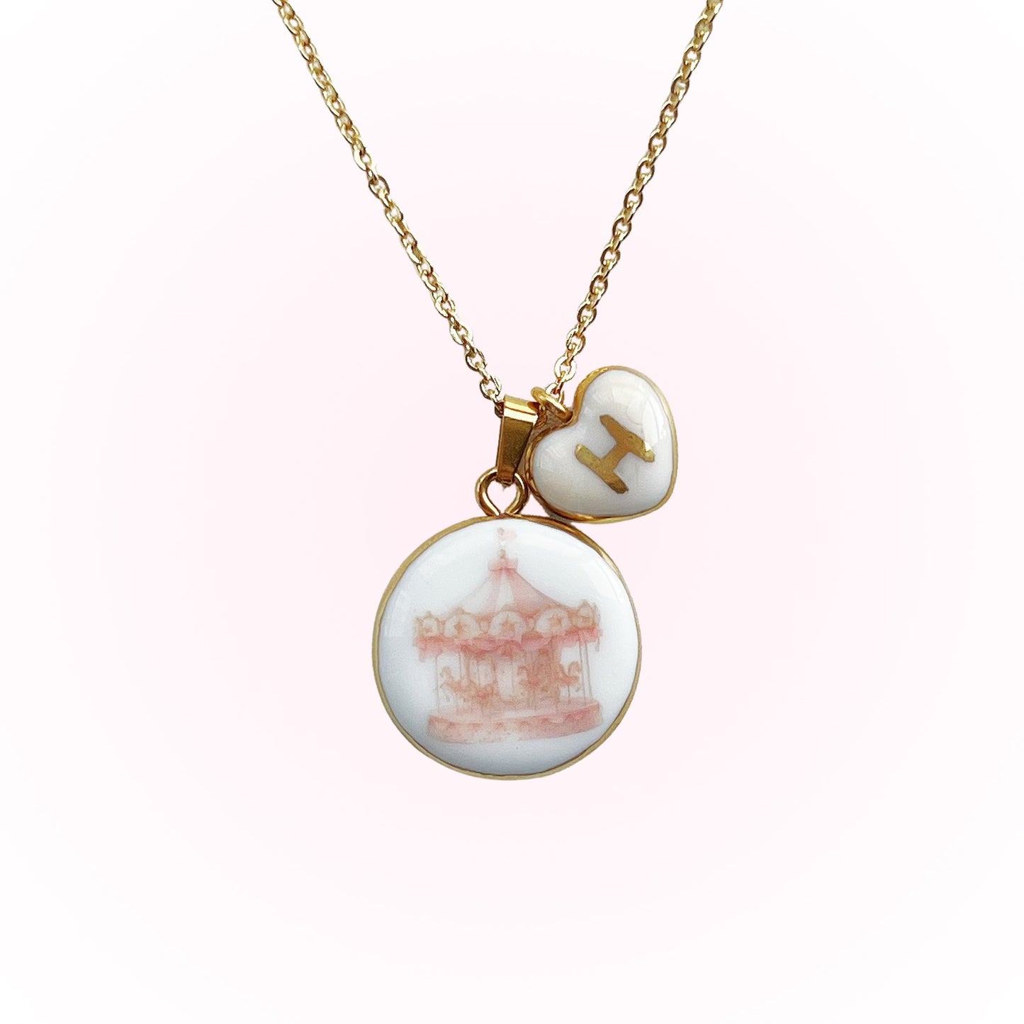 Pink carousel necklace