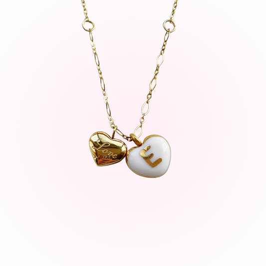 Custom initials & "love" heart necklace